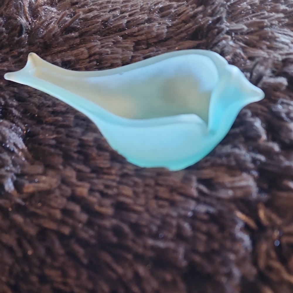 Vintage Frosted Blue Glass Candle Holder